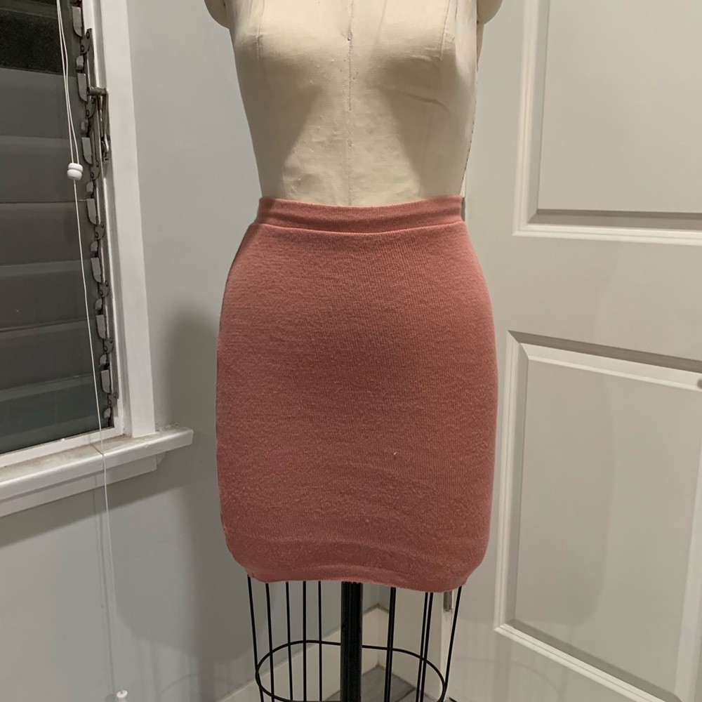 American Apparel Mauve / Pink Knit Midi Skirt XS
